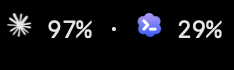 Menu bar showing Claude 97% and Codex 29%